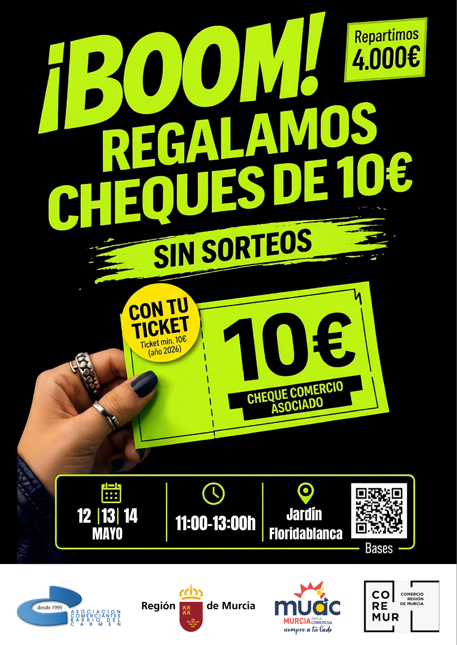Campaña ¡BOOM! Tu ticket vale 10 € de la Asociación de Comerciantes del Barrio del Carmen.